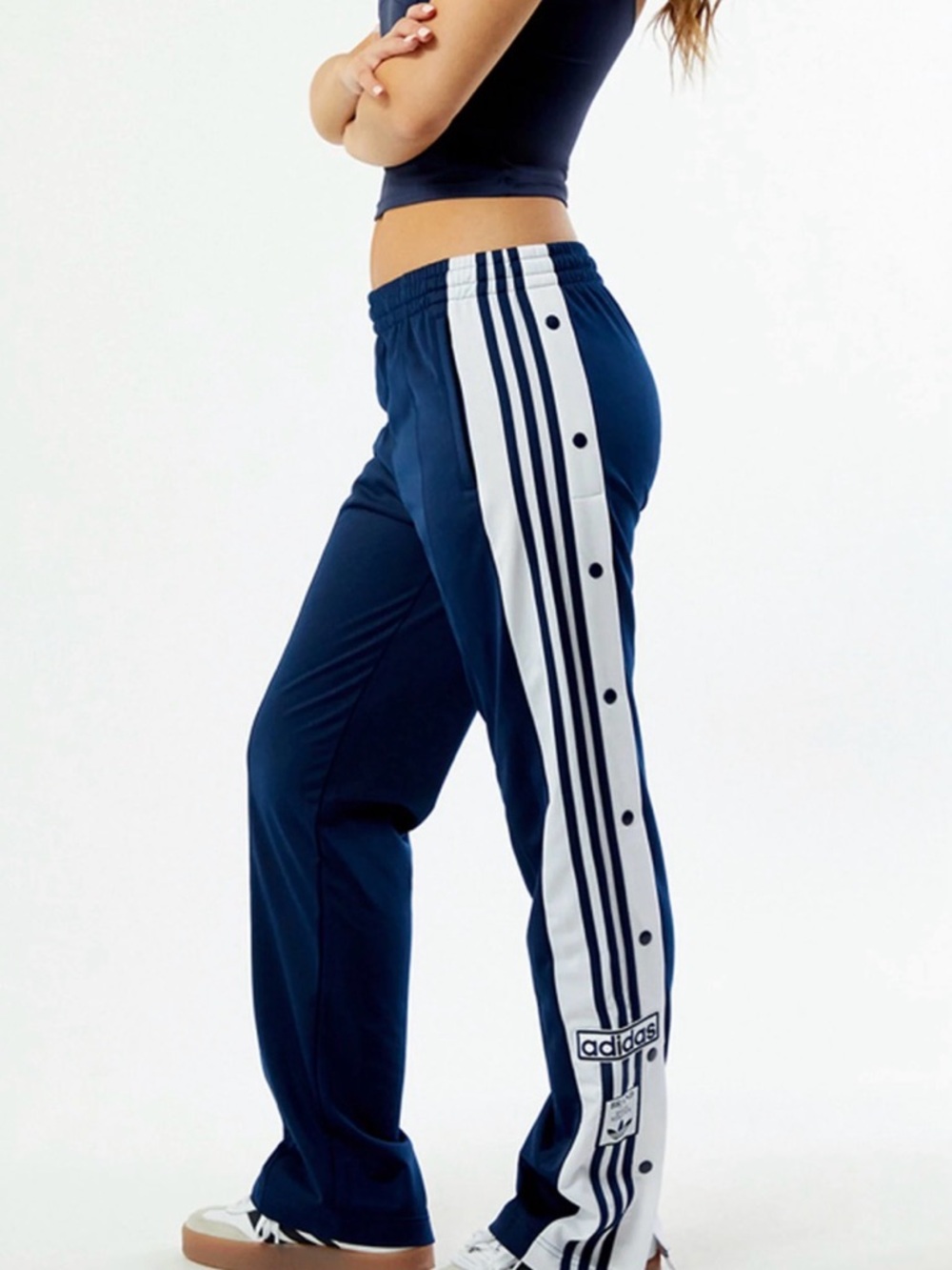 NWT Adidas AdiBreak Navy Track Pants with White Snap Side Panels